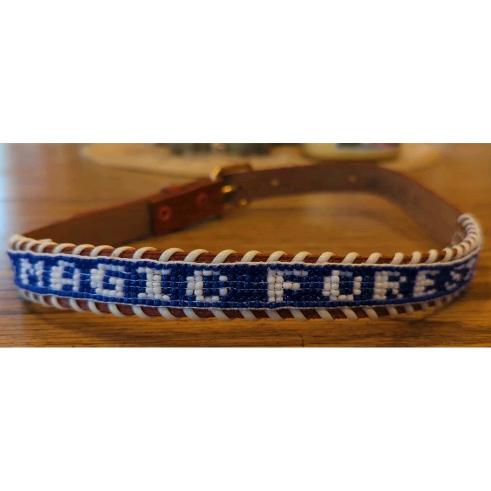 NOS Magic Forest Lake George NY Novelty Beaded Leather Belt Kids Youth Adult 22"